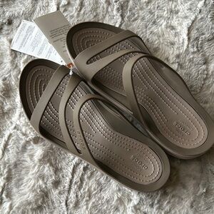 CROCS Brown Slide Sandals, New